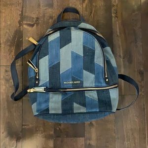Micheal Kors blue denim backpack